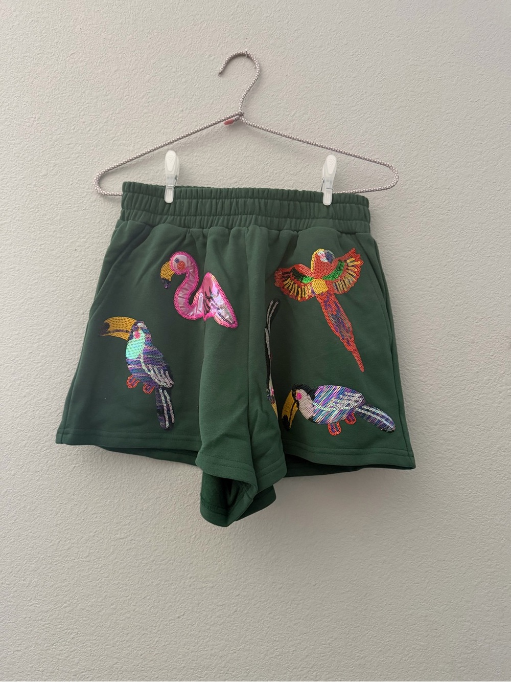 BRAND NEW • QUEEN OF SPARKLES • QOS • MULTI BIRDS SHORTS • XS